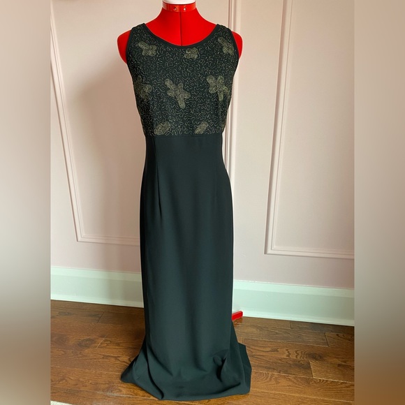 Vintage Gown, Fairweather, Black/Gold, Halter, Open Back Maxi, Women’s US M - Picture 2 of 15